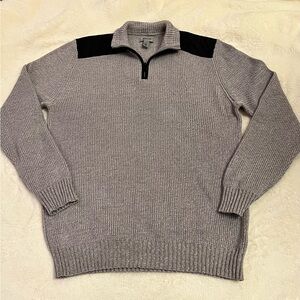 Men’s Kenneth Cole Reaction 3/4 Zip Sweater – XL, Gray with Black Contrast